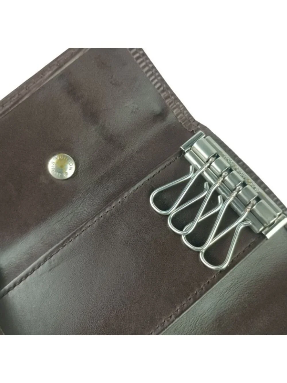 Louis Vuitton Key Case Epi Multicles 4 Mocha Leather Quadruple Strand Silver